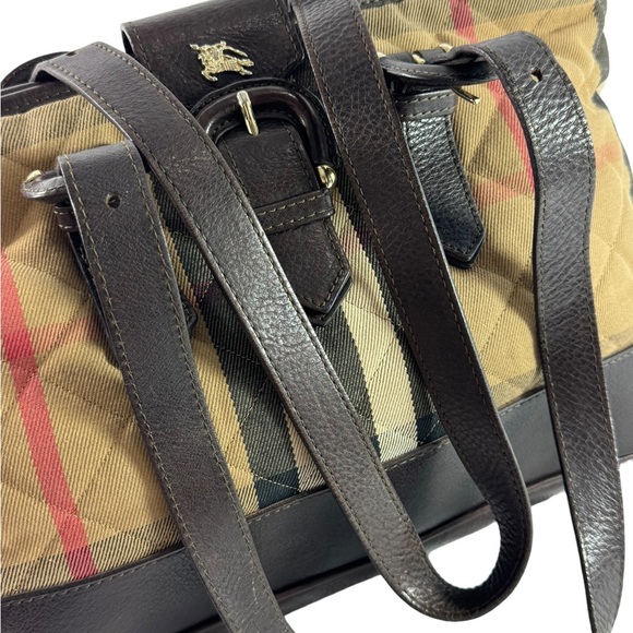 BURBERRY Multicolor Canvas Quilted House Check Manor Tote Bag Made in Italy - Picture 9 of 17